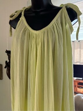 Elan chartreuse gauze cotton beach cover up dress One Size OS